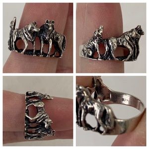 Sterling Silver Wolf Pack Ring